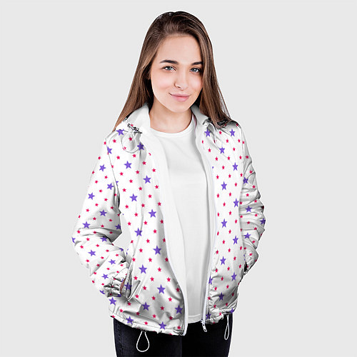 Женская куртка Красивый узор звезды / 3D-Белый – фото 3