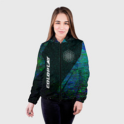 Куртка с капюшоном женская Coldplay glitch blue, цвет: 3D-черный — фото 2