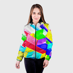 Куртка с капюшоном женская Цветные столбы, цвет: 3D-черный — фото 2