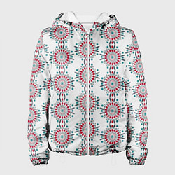 Куртка с капюшоном женская Паттерн с круговым орнаментом, цвет: 3D-белый