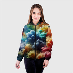 Куртка с капюшоном женская Яркий цветной дым, цвет: 3D-черный — фото 2