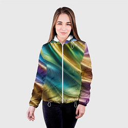 Куртка с капюшоном женская Радужная абстракция, цвет: 3D-белый — фото 2