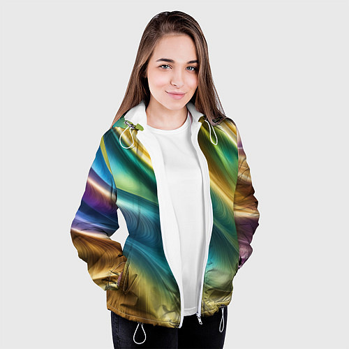 Женская куртка Радужная абстракция / 3D-Белый – фото 3