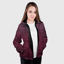 Куртка с капюшоном женская Бордовая абстрактная рябь, цвет: 3D-черный — фото 2