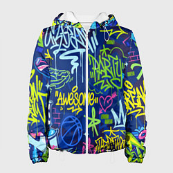 Куртка с капюшоном женская Урбанизм и граффити, цвет: 3D-белый