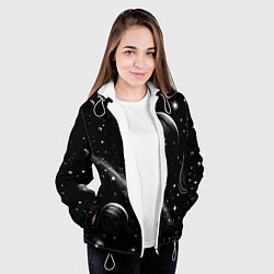 Куртка с капюшоном женская Бескрайний космос - нейросеть, цвет: 3D-белый — фото 2