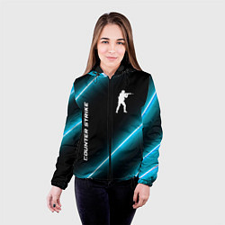 Куртка с капюшоном женская Counter Strike неоновые лампы, цвет: 3D-черный — фото 2