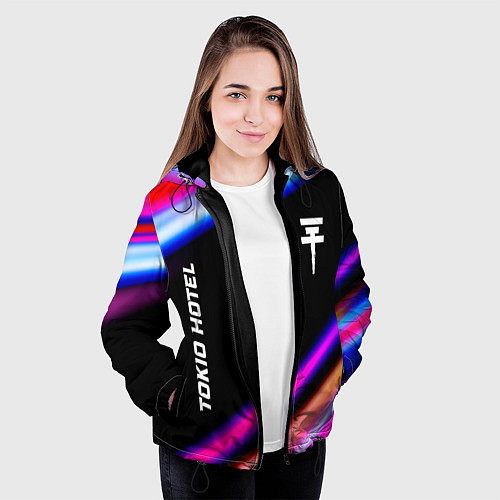 Женская куртка Tokio Hotel neon rock lights / 3D-Черный – фото 3