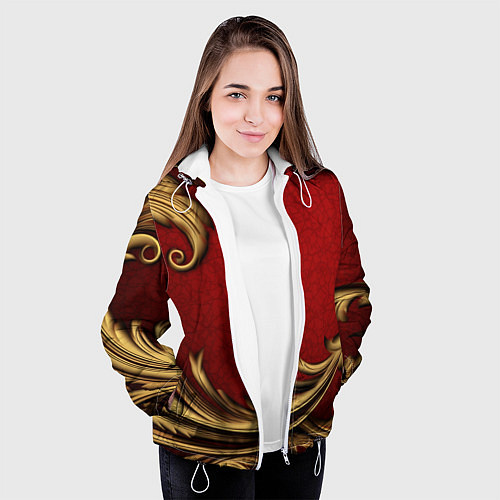 Женская куртка Классический золотой узор на красном бархате / 3D-Белый – фото 3