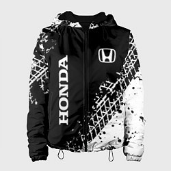 Куртка с капюшоном женская Хонда: следы от шин, цвет: 3D-черный