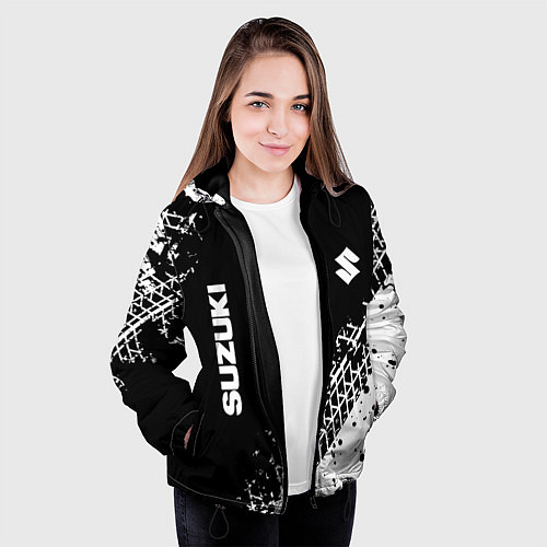 Женская куртка Сузуки: следы от шин / 3D-Черный – фото 3