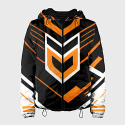Куртка с капюшоном женская Полосы и оранжево-белый шестиугольник, цвет: 3D-черный