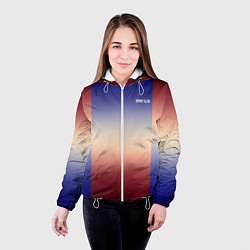 Куртка с капюшоном женская Красный-синий градиентный узор, цвет: 3D-белый — фото 2