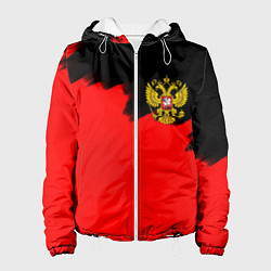 Куртка с капюшоном женская Россия красные краски, цвет: 3D-белый
