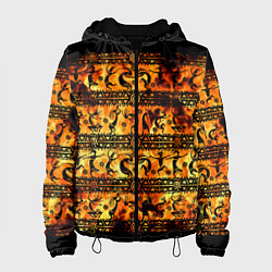 Куртка с капюшоном женская Кокопелли - танцы в огне, цвет: 3D-черный
