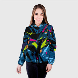 Куртка с капюшоном женская Настоящая абстракция, цвет: 3D-черный — фото 2
