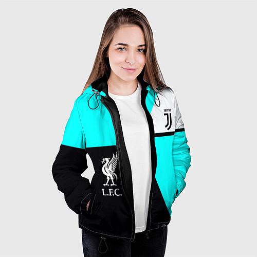 Женская куртка Juventus x Liverpool geometry / 3D-Черный – фото 3