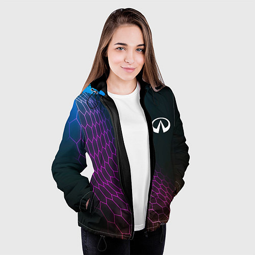 Женская куртка Infiniti neon hexagon / 3D-Черный – фото 3