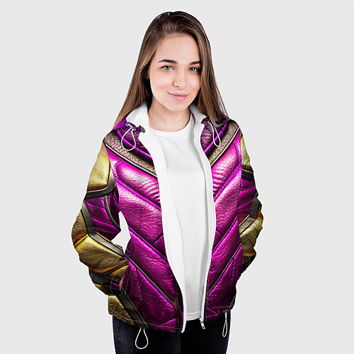 Женская куртка Текстурная кожа в космическом стиле / 3D-Белый – фото 3