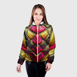 Куртка с капюшоном женская Объемная текстурная кожа, цвет: 3D-белый — фото 2