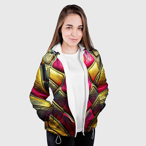 Женская куртка Объемная текстурная кожа / 3D-Белый – фото 3