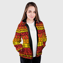 Куртка с капюшоном женская Африканские этнический орнамент, цвет: 3D-черный — фото 2