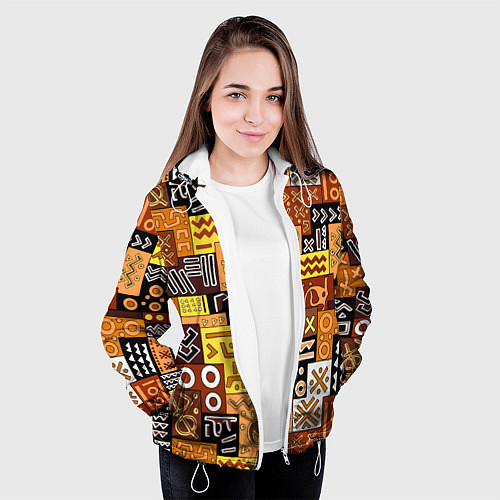 Женская куртка Африканские этнический коллаж / 3D-Белый – фото 3