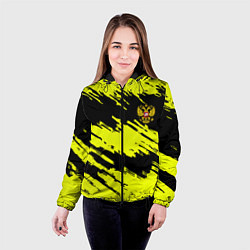 Куртка с капюшоном женская Российская империя краски жёлтые, цвет: 3D-черный — фото 2
