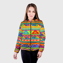 Куртка с капюшоном женская Мексиканские этнические узоры, цвет: 3D-черный — фото 2