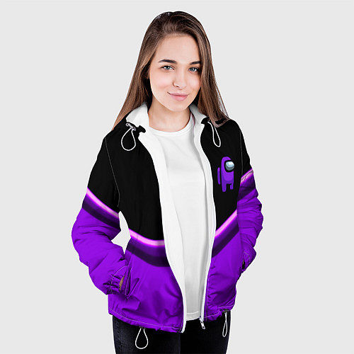 Женская куртка Among us neon geometry / 3D-Белый – фото 3