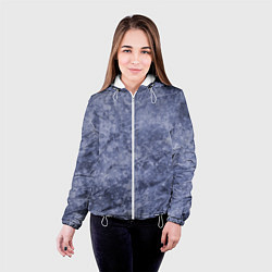 Куртка с капюшоном женская Абстракция - синий лёд, цвет: 3D-белый — фото 2