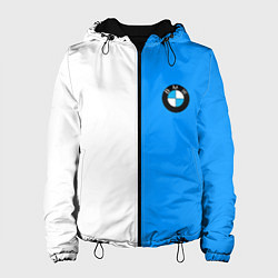 Куртка с капюшоном женская BMW sport blue white, цвет: 3D-черный