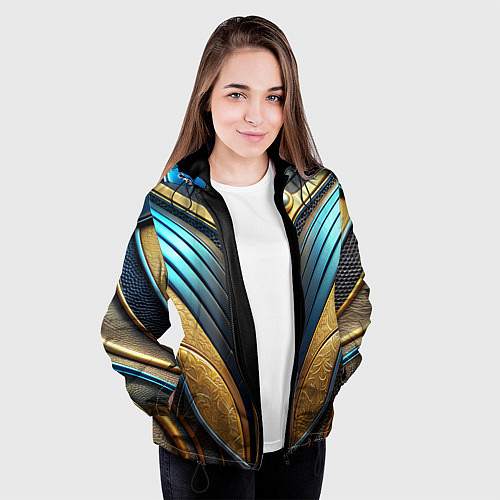 Женская куртка Объемная футуристичная объемная текстура из кожи / 3D-Черный – фото 3