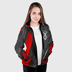 Куртка с капюшоном женская Berserk red lines, цвет: 3D-черный — фото 2
