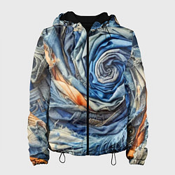 Куртка с капюшоном женская Джинсовая воронка - модный тренд, цвет: 3D-черный