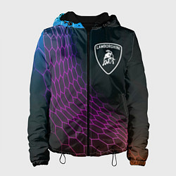 Куртка с капюшоном женская Lamborghini neon hexagon, цвет: 3D-черный