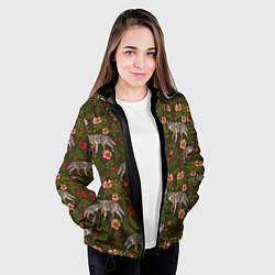 Куртка с капюшоном женская Волки и шиповник, цвет: 3D-черный — фото 2