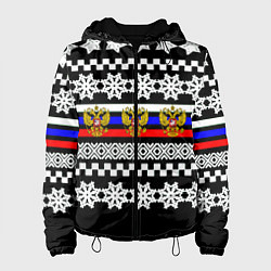 Куртка с капюшоном женская Rusiia winter pattern, цвет: 3D-черный