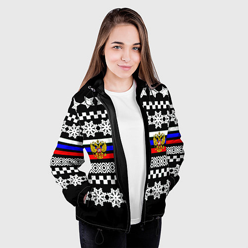 Женская куртка Rusiia winter pattern / 3D-Черный – фото 3
