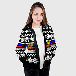 Куртка с капюшоном женская Rusiia winter pattern, цвет: 3D-черный — фото 2