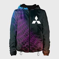 Куртка с капюшоном женская Mitsubishi neon hexagon, цвет: 3D-черный