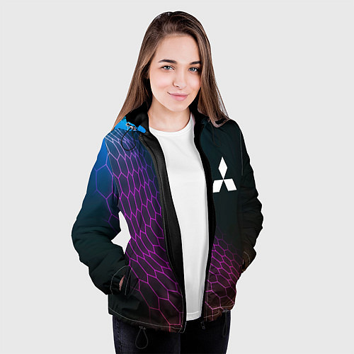 Женская куртка Mitsubishi neon hexagon / 3D-Черный – фото 3