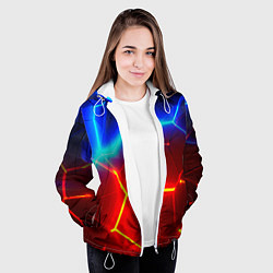 Куртка с капюшоном женская Красные плиты с ярким светом, цвет: 3D-белый — фото 2