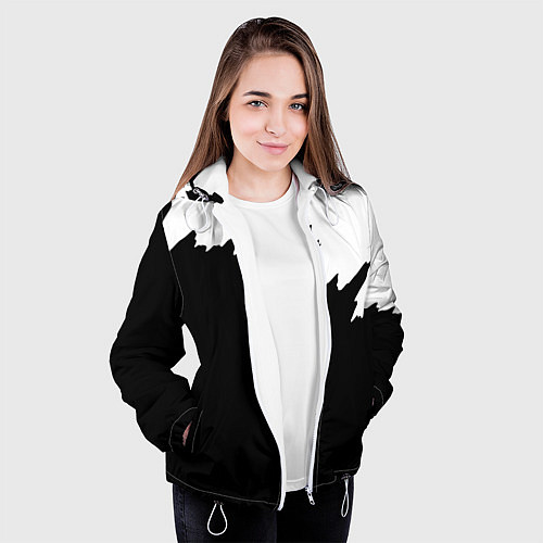 Женская куртка Просто краска черно белая / 3D-Белый – фото 3