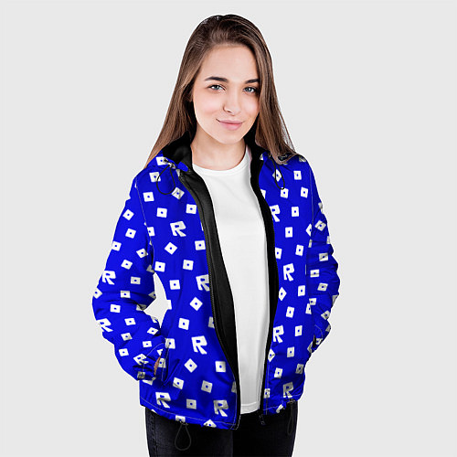Женская куртка Roblox blue pattern / 3D-Черный – фото 3
