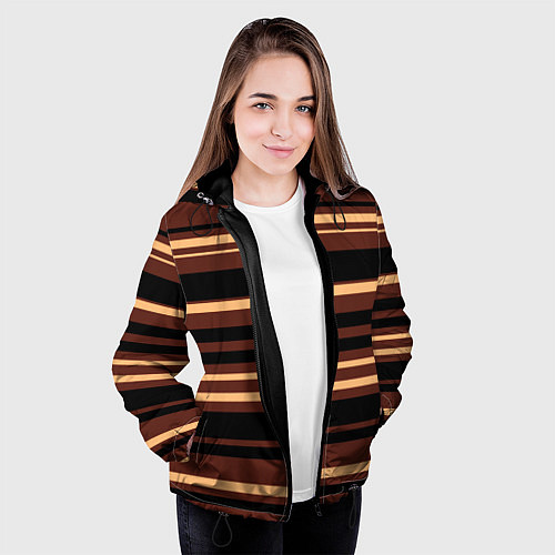 Женская куртка Полосатый коричневый / 3D-Черный – фото 3