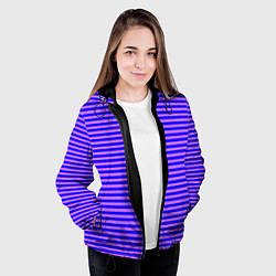 Куртка с капюшоном женская Сине-сиреневый в тонкую полоску, цвет: 3D-черный — фото 2
