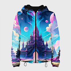Куртка с капюшоном женская Сказочный город - пейзаж, цвет: 3D-черный