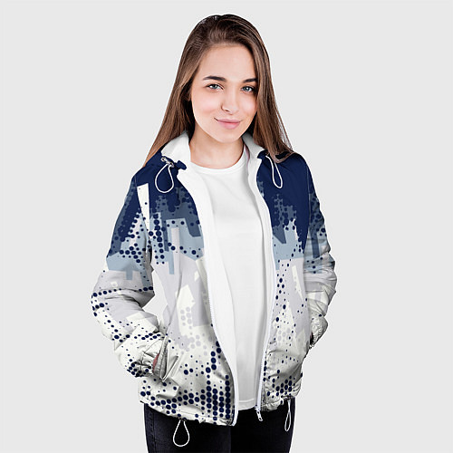 Женская куртка Яркий абстрактный узор для спорта / 3D-Белый – фото 3