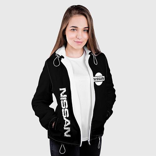 Женская куртка Nissan logo white auto / 3D-Белый – фото 3